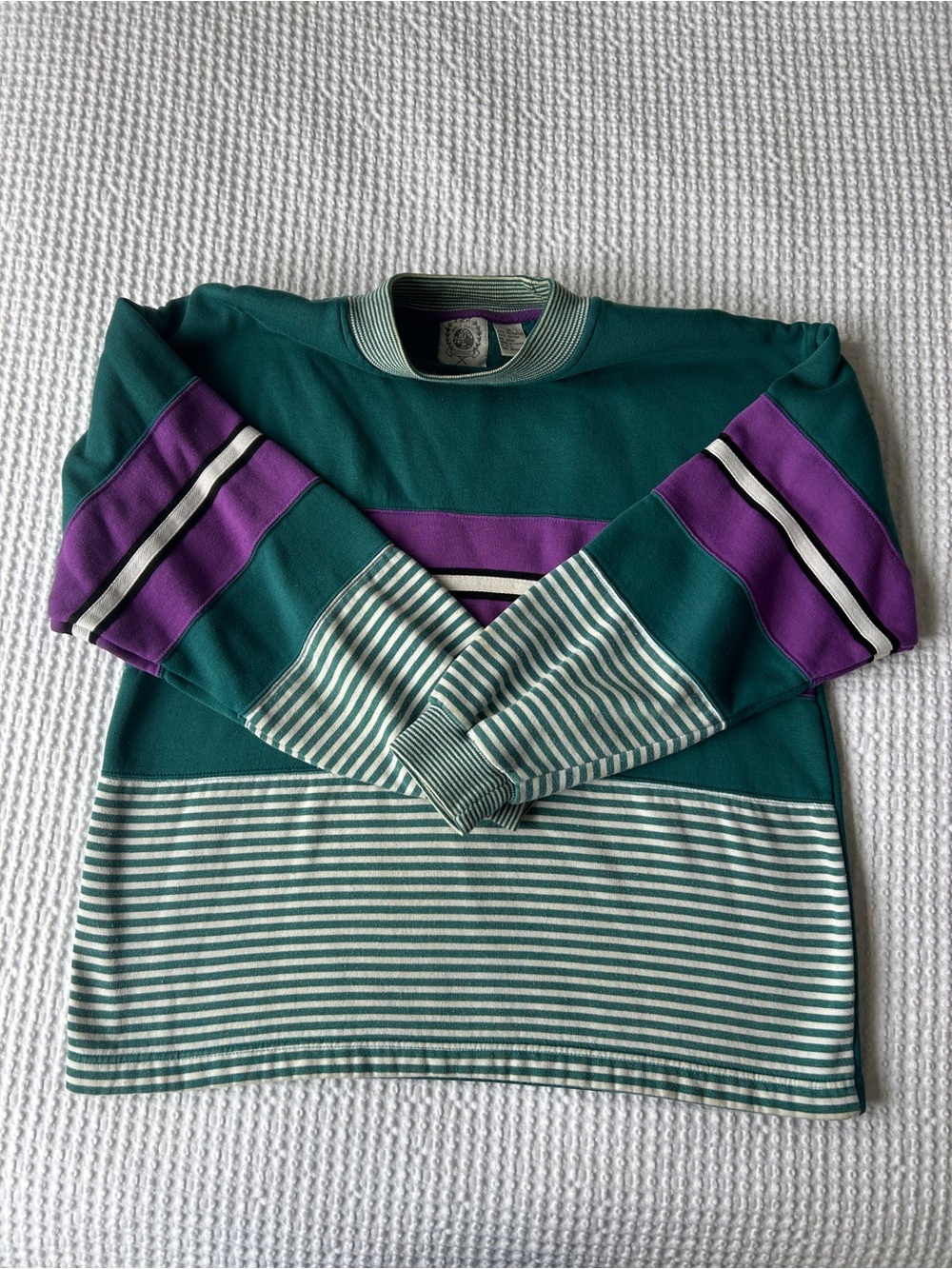 Vintage Striped Teal & Purple Crewneck